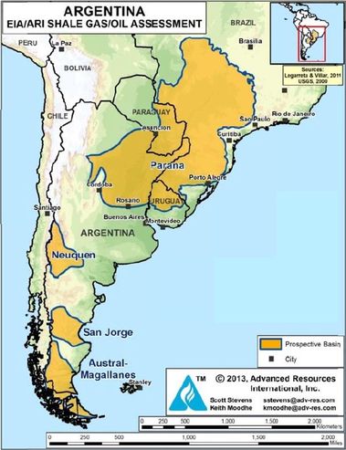 Obrzek 13 – Loiska bidlicovho plynu v Argentin