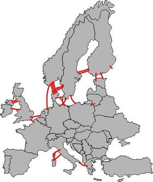Obr. 4 – Hlavní stejnosměrná propojení v Evropě