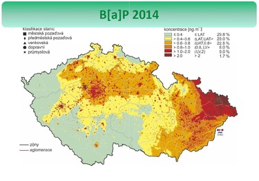 Koncentrace benzo(a)pyrenu v ČR, zdroj: Radim Šrám