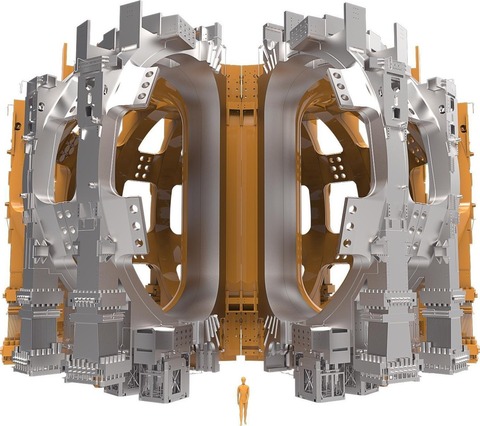 Obr. 20. Magnetické cívky toroidálního pole reaktoru ITER