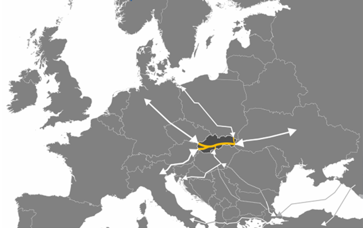 Obr. . 3 Slovensko a prepravn trasy zemnho plynu v roku 2024